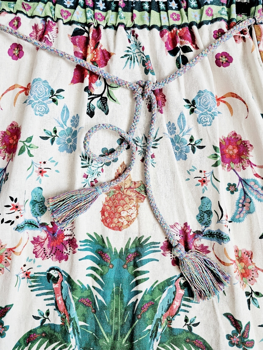 Rachel Zoe Linen Maxi Skirt Elastic Waistband Colorful Tropical Resortwear S NWT - Picture 6 of 14